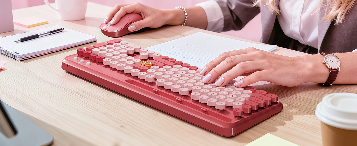 Chic desk setup gift for coworkers, students and friends who enjoy cute pink gear.