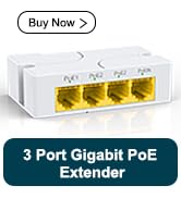 YuanLey 4 Port PoE Extender Gigabit with 3 PoE Out, IEEE 802.3af/at Mini 4 Channel PoE Repeater 1...