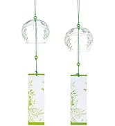 BENECREAT 2Pcs Japanese Wind Chimes, Orchid Grass Wind Bells Handmade Glass Pendants for Wedding ...