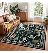 ST. BRIDGE 5x7 Black Living Room Rug, Washable Large Area Rug with Non Slip Backing, Soft Stain R...