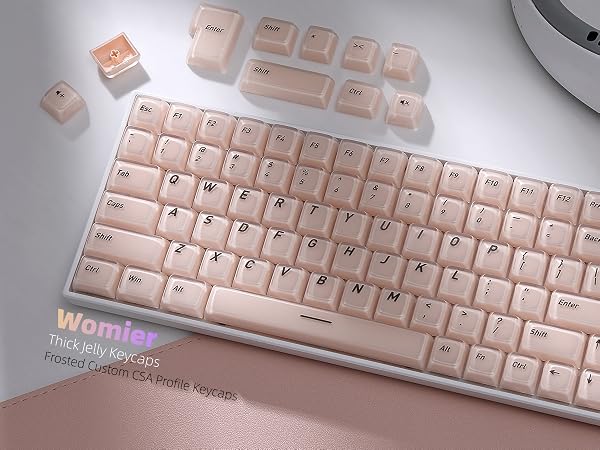 Womier pbt Jelly Keycaps Frosted, Foundation Shine Through Keycaps for Mechanical Keyboards