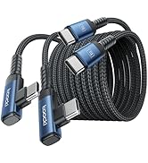 toocki USB C to USB C Charger Cable(10ft, 2Pack), 60W Type C Charging Cord, Right Angle Fast Char...