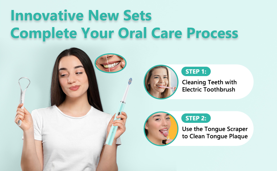 Innovative toothbrush and tongue scraper sets