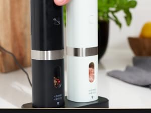 Salt and pepper grinder with usb rechargeable stand