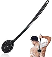 Silicone Back Scrubber for Shower, 17in Lengthen Long Handle Body Brush, Double Sided Shower Brus...