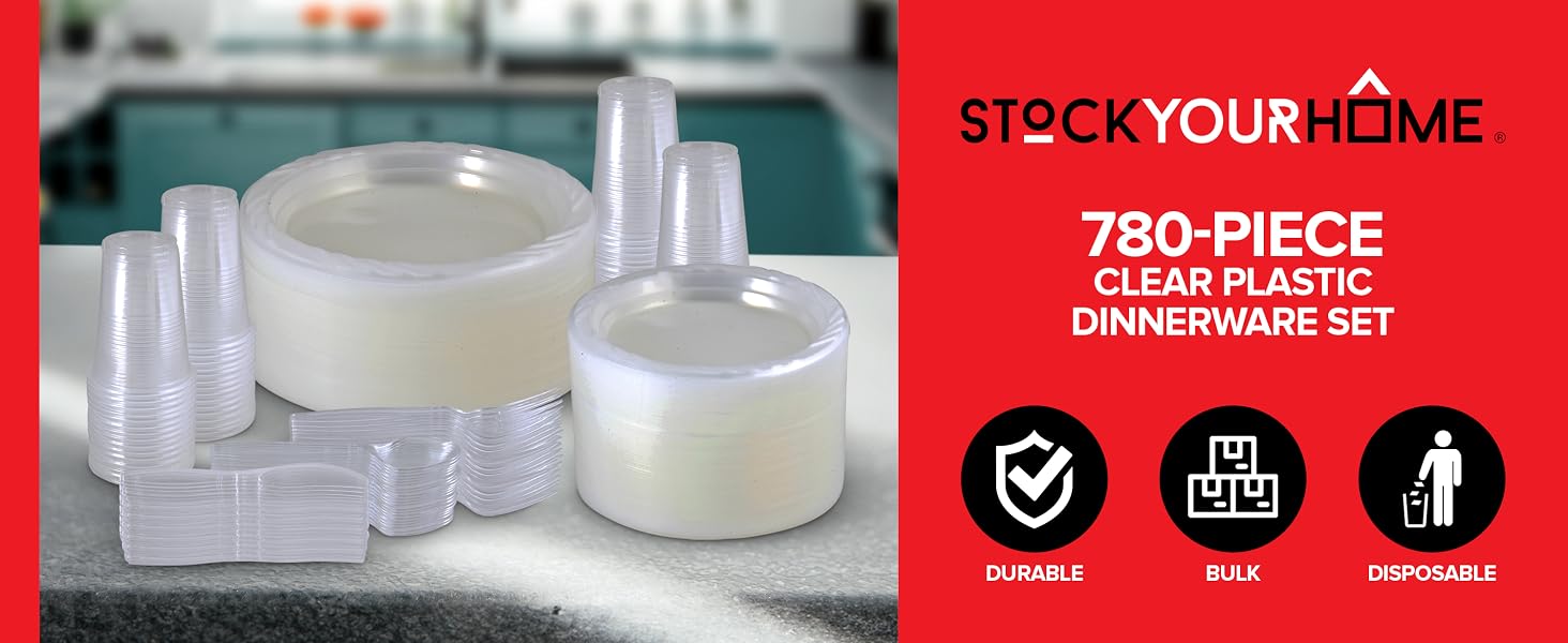 clear disposable tableware utensils napkins