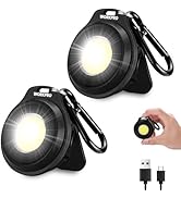 WORKPRO COB Keychain Light, 2Pcs Small Work Keychain Flashlight with Hat Clip, EDC Rechargeable E...