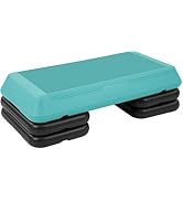 Fitvids Step Aerobic Platform, Exercise Step with 5 levels Adjustable Height, 4 Stackable Risers,...