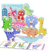 Zeoddler Montessori Toys for Toddlers, 10 Pack Wooden Dinosaur Stacking Blocks, Sorting &amp; Stackin...