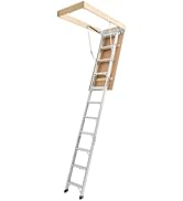 VEVOR Attic Ladder, 375LBS Capacity, 9.8 to 10.3 ft Height Adjustable, Multi-Purpose Foldable Alu...