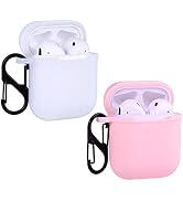 Wisdompro Case for Airpods, 2 Pack Heavy Duty Silicone Shockproof Protective Case Inside Cover wi...
