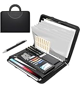 NATISERAUM Portfolio Binder 3 Ring Includes Pen and 5 Dividers with 10 Pockets, Padfolio Organize...