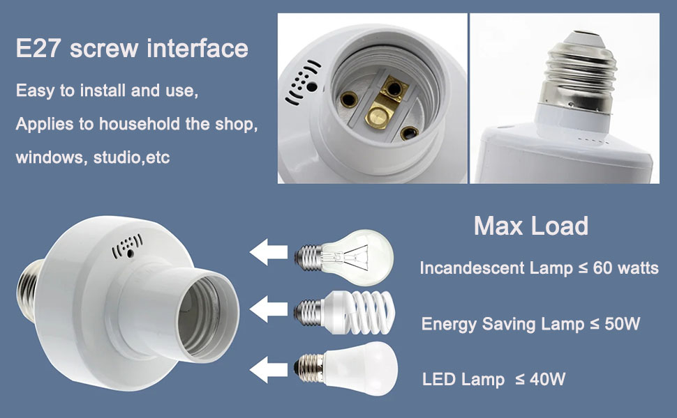 E27 Light Socket,Easy to Install,Compatible with various lamps such as LED lamps and CFL lamps
