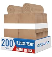 GSSUSA 200 Pack Brown Paper Bags 5.25x3.75x8 Inch Small Gift Bags with Handles Bulk, Brown Kraft ...