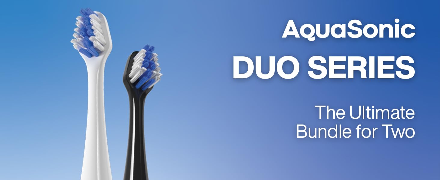 AquaSonic Duo Series Electric Toothbrush with different cleaning modes, safe for sensitive teeth