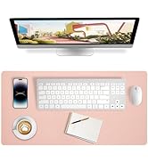 Pink Desk Mat, Waterproof Non-Slip Leather Desk Pad, Large Mouse pad, Computer Mat for Desk, Pink...