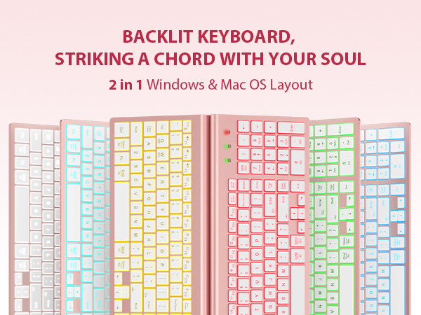 wireless keyboard and mouse with 7 colored