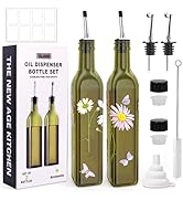 COOLMI Oil and Vinegar Dispenser Set - 17oz/500ML Premium Glass Olive Oil Dispenser Bottles for K...