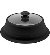 Vented Tempered Glass Lid Wok Lid for Stockpot Pot Pan, 10.5 inch Multifunction Silicone Cover Co...