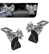 Foelony 2 PCS Bling Bow Car Seat Headrest Hooks, Cute Rhinestone Bow Car Seat Back Storage Decor ...