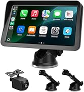 9" Wireless CarPlay Screen for Car, Apple CarPlay &amp; Android Auto Receiver with 1080P Backup Camer...
