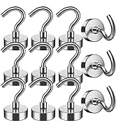 FINDMAG 12 Pack 25 LBS Magnetic Hooks Neodymium Magnet Hooks for Hanging, Magnets with Hook Stron...