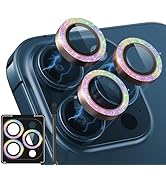 POROLIR for iPhone 15 Pro/iPhone 15 Pro Max Camera Lens Protector Glitter, Metal Ring Plus 9H Tem...