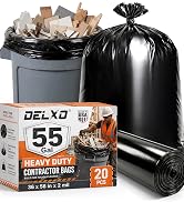 Delxo 50-55 Gal Black Trash Bags,2 Mil, 1 Count,Sample