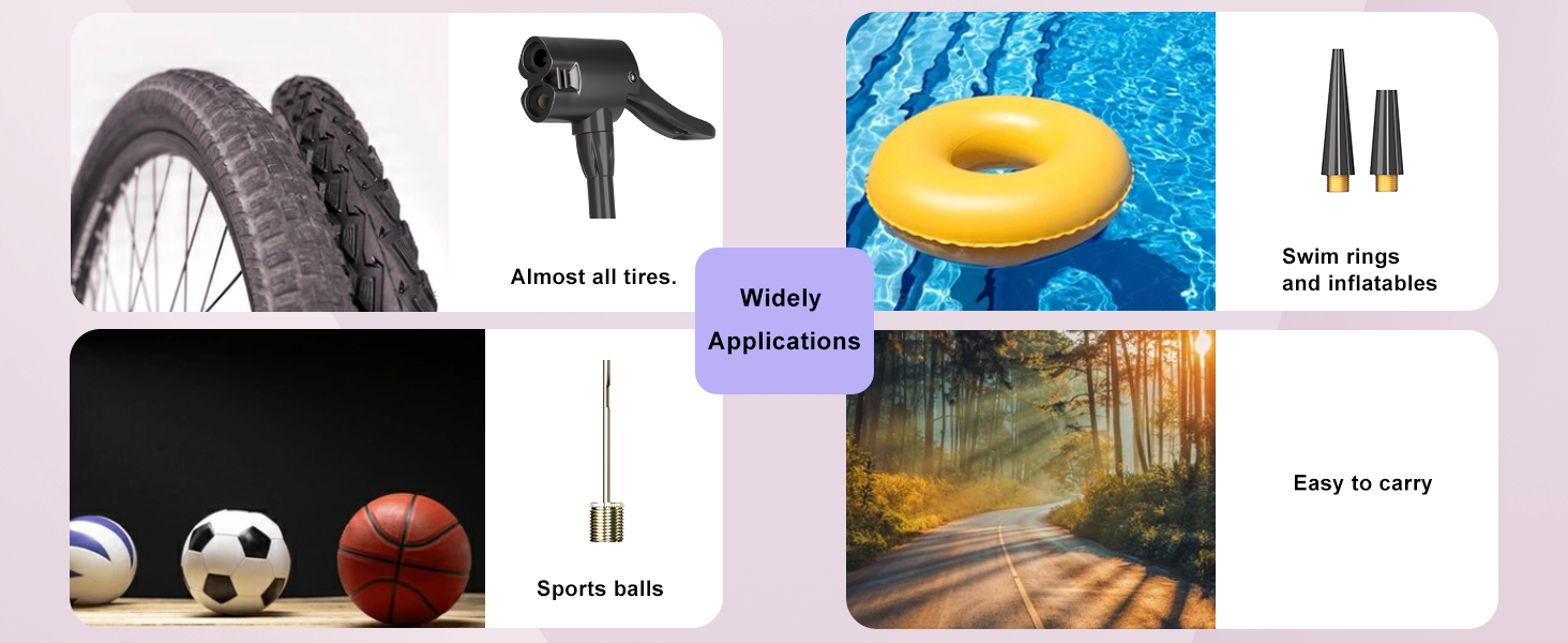 Bike Pump Air Bicycle Pump Inflator for Presta and Schrader Valve Tire Pump