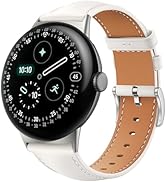 Miimall Leather Band for Google Pixel Watch 4/3 45mm Bands for Men Women, Quick Release, Soft Gen...