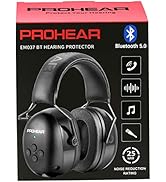 PROHEAR 037 Bluetooth 5.0 Hearing Protection Headphones with Rechargeable 1100mAh Battery, 25dB N...