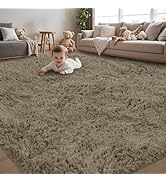 6x9 Area Rug for Living Room:Ultra Soft Fluffy Shag Grey Camel Rugs,Large Fuzzy Plush Indoor Non ...
