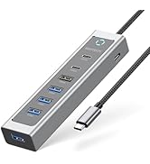 RSHTECH 7-Port USB C Hub Splitter 10Gbps with 3 USB-3.2 (2C + 1A), 4 USB-3.0 Ports and 2ft Long C...