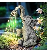 GIGALUMI Elephant Statue Garden Decor Elephant Figurine Solar Powered LED Lights, Gifts for Mom, ...