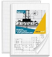 Performore 2 Pack of Grid Paper Pads, 50 Sheets per Pad 8.5" x 11" Letter Size Graph Paper Glue T...