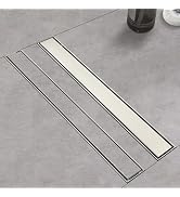 Kuaisailsk Linear Shower Drain ,24 Inch Brushed 304 Stainless Steel Rectangle Shower Floor Drain,...