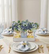 Mkono Mason Jar Lights Centerpieces for Tables Dining Room Farmhouse Decor | Warm Glow, Blue Arti...