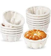 Vinino Silicone Mini Fluted Tube Cake Pan with Metal Reinforced Frame, 12 Pcs Mini Flan Molds for...