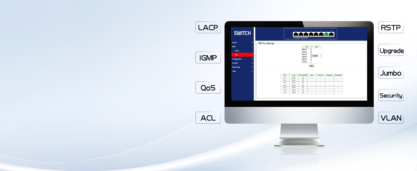 8-Port Web Managed Ethernet Switch