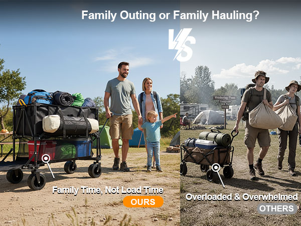 Double decker wagon vs standard cart comparison for family camping and heavy gear transport