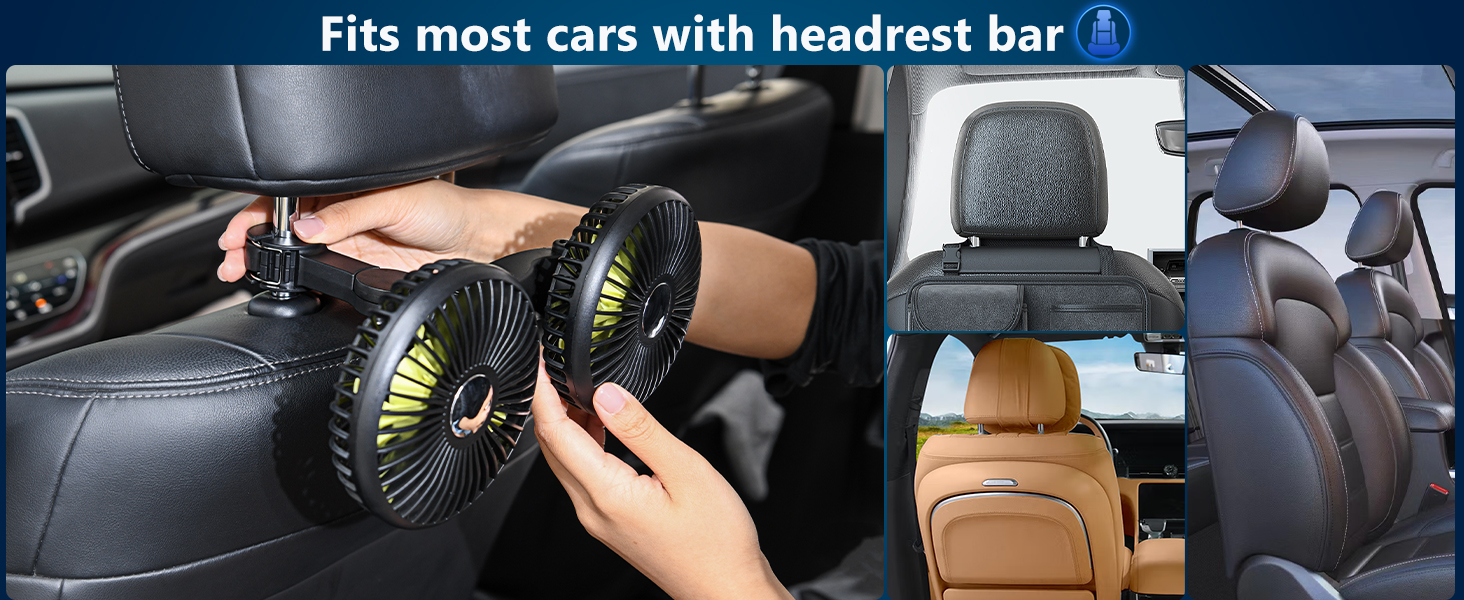 DICMKY Dual Head Car Cooling Fan for Back Seat
