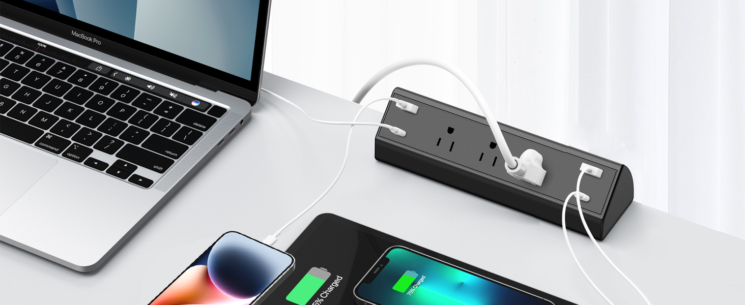 Desk Clamp Power Strip with USB C