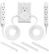 K KASONIC 3 Prong 12 Feet Twin Extension Cord Power Strip, 6 Feet on Each Side, Flat Head Outlet ...