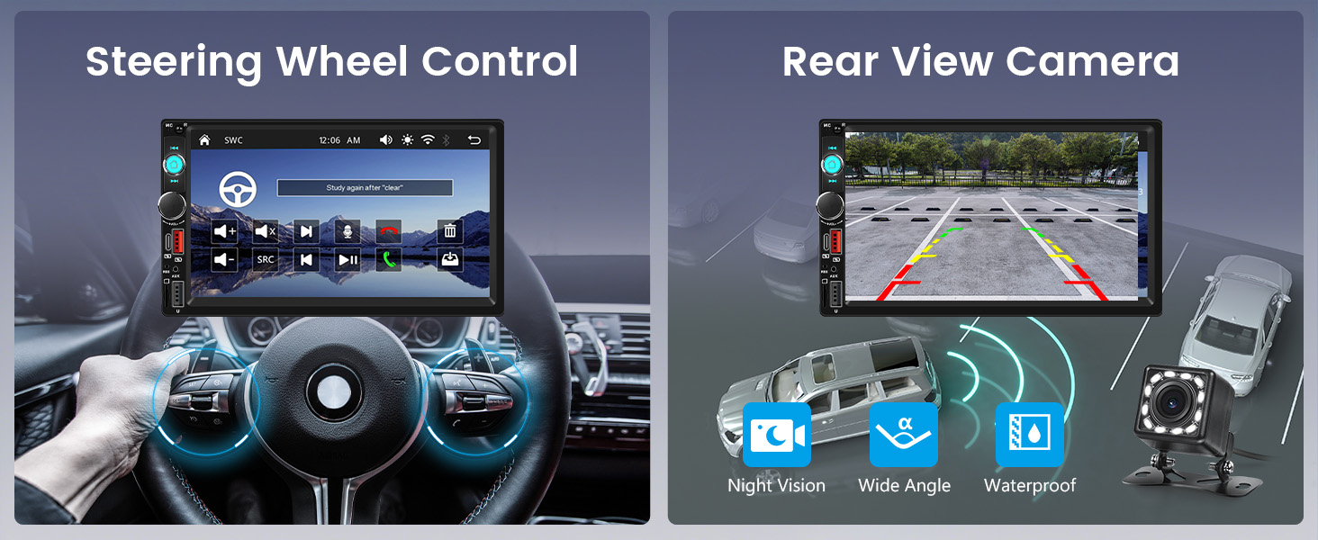 Car Stereo Double Din Car Radio Wireless Carplay Android auto Touch Screen