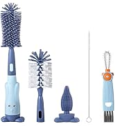 Ariseno 5-in-1 Baby Bottle Brush Set, Bottle Brush for Baby, Baby Bottle Scrubber, Including Sili...