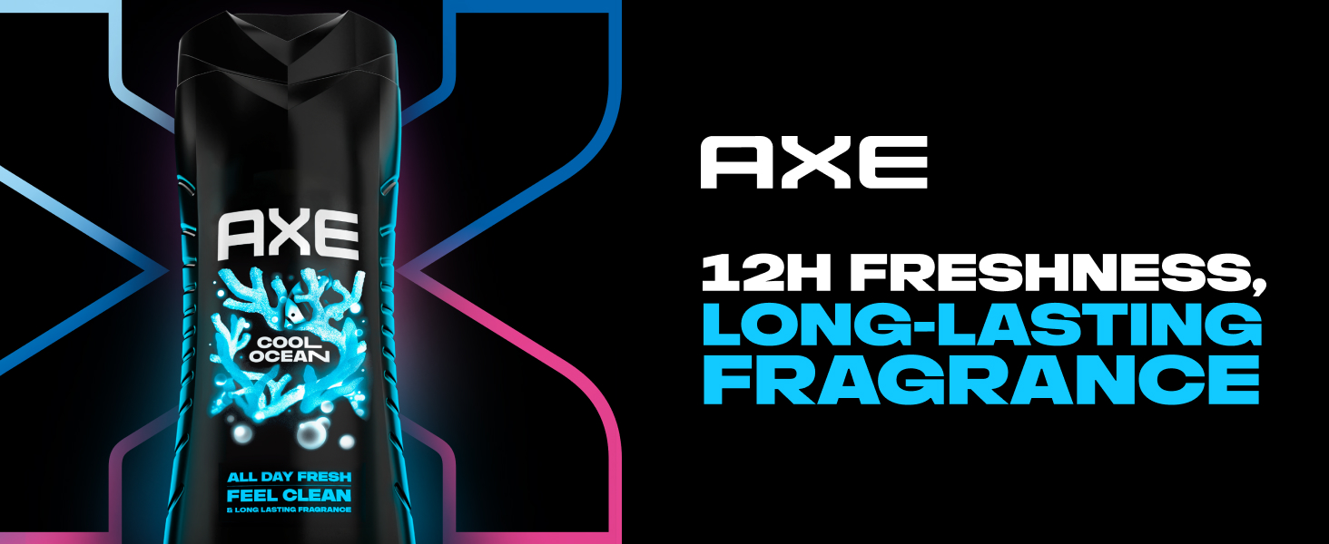 AXE Cool Ocean Body Spray, next to text about long-lasting fragrance and 12 hour freshness.