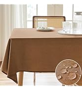 AUSSPVOCT Textured Tablecloth Rectangle 60x120 Water Resistant Spill-Proof Wipeable Table Cloth W...