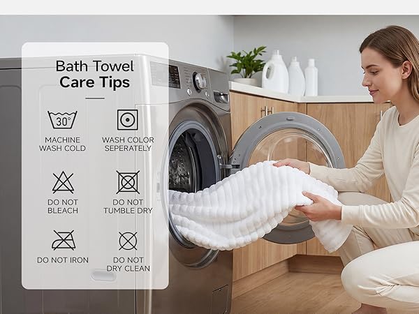 Large White Bath Towel Set of 2