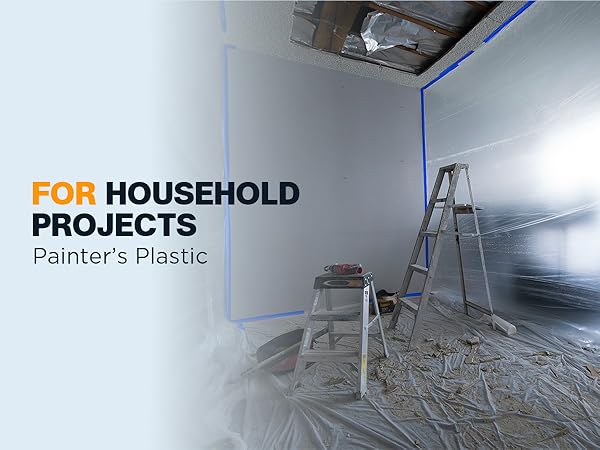 Use these plastic covers for furniture to prevent dust and paint stains.