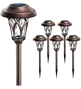 GIGALUMI Solar Pathway Lights 6 Pack, Solar Landscape Lights Warm White, Super Bright High Lumen ...